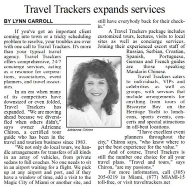 article about Adrienne Chiron of Travel Trackers